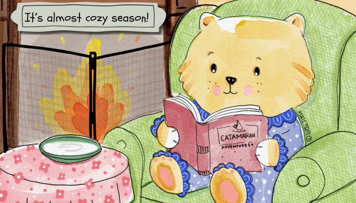 Cozy bear reading by fireplace — Cozy Season Is Nearly Here!
