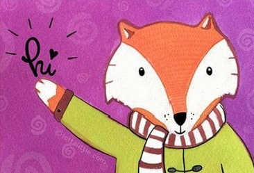 Fox waving hi with a sparkle