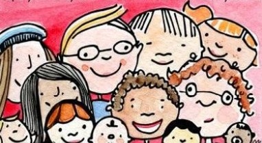 Cartoon illustration of diverse smiling children — Smiles for You!